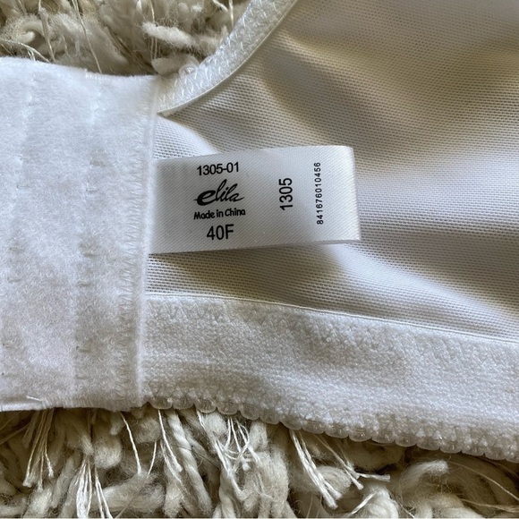 NEW Elila Full Coverage Bra White 1305 Wire Free Soft Cups Women’s Size 40F - Picture 5 of 8